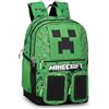 Franco Cosimo Panini MINECRAFT - Zaino Scuola Ufficiale Minecraft, con 2 Ampi Spazi Centrali, Capienti Tasche Frontali, Spallacci Regolabili e Imbottiti, Retro e Fondo Termoformati, 32x43Hx23cm, Verde