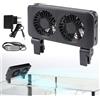 efuturetime Ventilatore per Acquario 6W con Timer 2 Testa | 5 Velocità Regolabili, Basso Rumore, a Clip, per Acquari da 50 cm