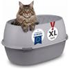 Iris Ohyama, Cassettiera per gatti XL, lettiera per gatti XXL, grigio, cassaforte da letto, apertura dall'alto, facile da pulire, per grandi gatti adulti, due gatti, Maine Coon, senza BPA, Punt-XL