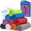 Fit-Flip Cooling Towel per lo sport e la palestra 120x35cm, asciugamano in microfibra come Airflip asciugamano rinfrescante per corsa, trekking, viaggio e yoga - Colore: Viola - verde neon, misura: 120x35cm