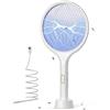 Generico Scacciamosche elettrico 4000V Bug Fly Zapper Racket Mosquito Killer 1500 mAh 3 strati Mesh con cavo USB C Base di supporto for interni ed esterni(White)