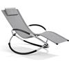 Arreditaly Poltrona Sdraio A Dondolo Basculante Per Giardino E Piscina Con Poggiatesta Removibile Telaio In Metallo Textilene Traspirante Ergonomica Da Esterno 73 x 150 x 93 Cm Grigio