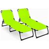 Bricozone Set 2 Lettini Mare Pieghevoli Senza Tettuccio Portatili Schienale Regolabile Sdraio Telaio In Acciaio Telo Traspirante Ideale Per Spiaggia Campeggio Giardino Relax 24 x 187 x 53 Cm Verde Fluo