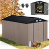 RELAX4LIFE Casetta da Giardino 350 x 223 x 197 cm,con Tetto Inclinato e Porta Doppia, con 4 Finestre Traspiranti, Magazzinaggio Attrezzi