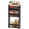 Ginhow Carrello Cucina Salvaspazio 40 x 14 x 80 cm Carrello da Cucina Nero con Ruote Carrellino Salvaspazio Carrello Portaoggetti Stretto per Cucina Bagno Detersivi Spezie
