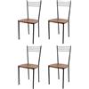t m c s Tommychairs - Set 4 sedie Elena, struttura in acciaio nero opaco e seduta in legno massello noce chiaro