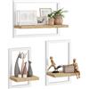 IBUYKE Floating Shelf Wall,Set of 3 Wall Shelves,Hanging Shelves for Wall Storage,Display Racks,Square Bookcase for Living Room, Office, Bedroom, Bathroom, Kitchen,Light Wood TFS001R
