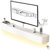 HYANXUE Mobile TV flottante, support TV montato con ante a ribalta e porta laterale, banco di stoccaggio sotto la televisione, per camera da letto e soggiorno (bianco + LED, 160 cm)