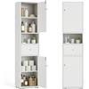 HOKEEPER Mobile Bagno Alto e Stretto, Armadietto Bagno Salvaspazio a Piedi Libero con Cassetto e Scaffali Regolabili per WC/En Suite