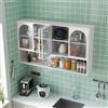 Ligterra Armadio da 120 cm, pensile da cucina, a 4 ante in vetro con 4 ante in vetro, vetrina sospesa, credenza, adatto per cucina, soggiorno e bagno (bianco)
