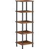 HOOBRO Libreria a 5 Livelli in Stile Vintage, Scaffale Angolare, Portaoggetti Espositivo, Portapiante, Facile da Montare, Adatta per Soggiorno, Camera da Letto, Marrone Vintage EBF50CJ01