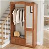 Coolywood Armadio con specchio e appendiabiti, compatto con cassetto e due ante, adatto per camera da letto e corridoio (noce)