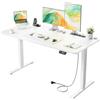 HLFURNIEU Scrivania Regolabile in Altezza, 120 x 60 cm, Scrivania Motorizzata, con Prese & Porte USB, Tavolo Ufficio con 2 Controlli Memoria, Standing Desk Bianco