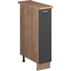 Vicco Armadio cucina dispensa alto Fame-Line, Oro-antracite rustico/Rovere dorato, 20 cm, PL Rovere, per la combinazione con altri moduli della serie Fame-Line