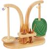 Yabound Porta Gomitolo Uncinetto in Legno, Doppia Asta Lana per Uncinetto, Avvolgitore Magnetico, Portagomitolo Girevole per Uncinetto con Contenitore per Accessori da Lavoro