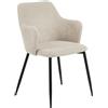 AC Design Furniture Ilsebeth - Set di 2 sedie da pranzo con schienale, seduta imbottita in tessuto beige con gambe in metallo nero, sedia d'accento, sedia da ufficio