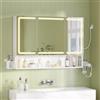 FORABAMB Specchio Bagno 90x16x70 cm con Illuminazione LED regolabile e Presa Multipla, Specchiera Bagno con Ripiani Regolabili, Mobiletto Bagno con Specchio Grande HD e Ripiano Portaoggetti