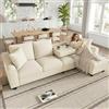 NuvlaGu Moderno divano a forma di L in ciniglia a 3 posti con chaise longue, divano angolare con vano portaoggetti, schienale pieghevole con portabevande, divano modulare multifunzione per soggiorno