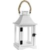MA MAISON Lanterna con Struttura in Legno e Latta: 17,5x17,5x36 cm In Colore Bianco- Lanterna da Arredo Ideale per Creare Atmosfere Calde e Accoglienti Per Interni ed Esterni