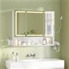 FORABAMB Specchio Bagno 80x16x70 cm con Illuminazione LED regolabile e Presa Multipla, Specchiera Bagno con Ripiani Regolabili, Mobiletto Bagno con Specchio Grande HD e Ripiano Portaoggetti