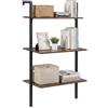 COSTWAY Mensola da Parete a 3 Livelli, Scaffale Gallegiante da Muro con Struttura in Metallo, Libreria Multiuso per Soggiorno Ufficio Domestico e Bagno, 53x23x90 cm (Marrone)
