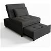 MAKA change your life quality MAKA Poltrona Letto Singolo con Materasso Alto - Pouf Letto Singolo Trasformabile, Divano Letto 1 Posto Reclinabile con Cuscino Sfoderabile, Poltrona Pieghevole Salvaspazio 191x79x90 cm (Grigio scuro)