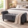 Clevich Cassapanca, Pouf Contenitore 133cm, con asta a gas Booster, estremità letto con coperchio, Ottomano con gambe in legno, per corridoio, sala da pranzo, camera da letto, Grigio
