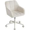 WOLTU Sedia Ufficio in Velluto a coste con Braccioli e Rotelle, Poltroncina Regolabile in Altezza Girevole, Sedia da Trucco, Beige