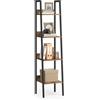VASAGLE Scaffale a scala, libreria a 4 livelli per home office, ripiani autoportanti, per cucina soggiorno, struttura in acciaio, facile da montare, industriale, rustico marrone e nero LLS108B01