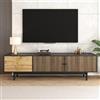TIZZ Mobile TV lowboard con pannelli porta motivo a onde d'acqua TRE cassetti combinazione di colori legno nero