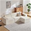 LINSY HOME Divano ad angolo con funzione letto - Divano letto modulare da 266 cm, divano a L, divani componibili per soggiorno, non richiede montaggio (chenille, beige, 3 posti con pouf)