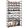 homewell Scarpiera a 10 livelli, scarpiera, organizer per scarpe, per tacchi alti, scarpe sportive, struttura in metallo, nero (10 livelli)