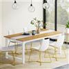 Tribesigns Tavolo da pranzo industriale per 4-6 persone, tavolo da pranzo rettangolare per sala da pranzo, cucina, soggiorno, con robuste gambe in metallo, bianco e rovere, 160 x 80 cm