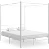 ZQQLVOO Struttura Letto Semplice Moderna letti una piazza e mezza Facile da montare Letto a Baldacchino Bianco in Metallo 160x200 cmAdatto per agriturismo, camera da letto, ufficio