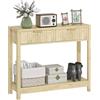 HOMCOM Consolle Mobile 90 cm, Tavolo consolle stretto con 2 cassetti scanalati e mensola, stile moderno, tavolo d'ingresso, corridoio, soggiorno, piccoli spazi, legno naturale