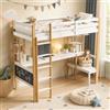 OLIVIBED Letto a castello 90 x 200 cm, letto a soppalco per bambini con scala e scrivania, letto a soppalco per cameretta dei bambini, con protezione anticaduta e vano portaoggetti, letto singolo per