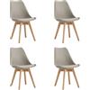 eacommerce | Set 4 sedie da cucina | Polipropilene, gambe in legno, cuscino in pelle PU | Design ergonomico, facile da montare, stile moderno | Comfort e versatilità per sala da pranzo (Tortora)
