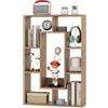 GYMAX Libreria Scaffale Geometrica da 90 cm Libreria con Schienale Aperto e 7 Cubi, Scaffale Autoportante in Legno con Dispositivi Antiribaltamento, per la Casa (Naturale, 60 x 20 x 90 cm)