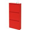 MOHOME Scarpiera Salvaspazio Slim Metallo Made in Italy 3 Ante Rossa Dimensioni 105 x 50 x 14 cm Ripiani a Ribalta Sincronizzati Porta Scarpe Assemblata Ingresso Camera