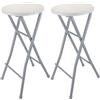 DRULINE Sgabello Bar Pieghevole in Metallo Altezza Seduta 70,5 cm Bianco Grigio - Bianco, 2X
