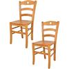 t m c s Tommychairs - Set 2 sedie modello Cuore per cucina bar e sala da pranzo, robusta struttura in legno di faggio color miele e seduta in legno