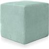 Deshome - Pouf poggiapiedi divano 43x43x44 cm stoffa idrorepellente effetto velluto: Pouf design moderno divano soggiorno camera da letto Puff poggiapiedi Pouffe salotto Demetra Turchese