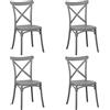 Totò Piccinni Sedia CROSS in POLIPROPILENE design Vintage Croce Impilabile (Grigio, 4)