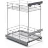 ATM Carrello portabottiglie estraibile per mobile di cucina, Montaggio laterale, Modulo 40 cm - cargo Soft-Close estrazione totale regolazione 3D frontale - Argento Opaco