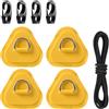Generic Set di 4 Placchette a Anello a D per Kayak, Piastra Triangolare in Acciaio Inox con Corda Elastica da 2,5 m, Accessori Waterproof per Stand Up Paddle, Kit Corda Bungee per Barche Gonfiabili