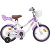 Kaloriko Bicicletta per bambini da 14 pollici, viola, con ruote di supporto per 3-5 anni, telaio in acciaio, sedile e manubrio regolabili, freno a cerchione, telaio leggero, ideale per il tempo libero
