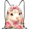 Generic Borsa con Cordoncinosacca Sportiva per Donna Uomo Vita Quotidiana 36X42Cm Pieghevole Moda Borsa con Coulisse Sheep Bow Pattern