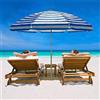 Generic CMBSSTFC Ombrellone da Esterno a Righe 7/8Ft - Ideale per la Spiaggia o Il Giardino - Ombrellone da Tavolo con 8 Stecche robuste e Sollevamento a manovella