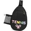 Sandyseptember Zaino per racchette da tennis e badminton, leggero, in poliestere, con tasche in rete e cinghie spesse, colore bianco