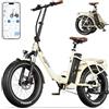 ONESPORT OT16 Max Bicicletta Elettrica Pieghevole 20-4.0 Fat Tire E Bike con 48V 18AH Batteria Rimovibile Fino a 120km & 250W Motore, 7 Velocità & Freni idraulici, Bluetooth APP, Urban MTB Elettrico